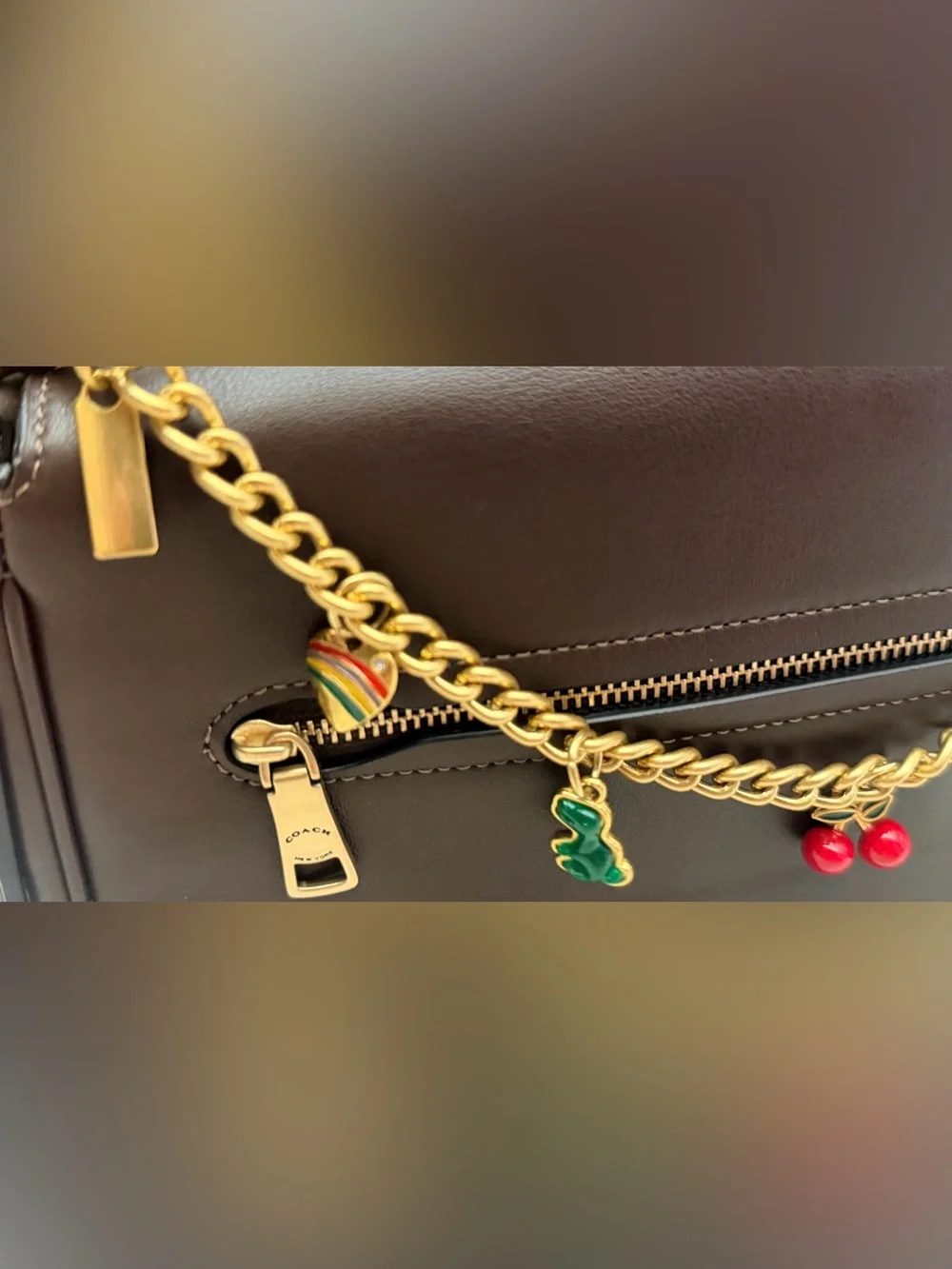Designer-Inspired Jueqiba chain Bag charm Gold Chain and Cherry Charm